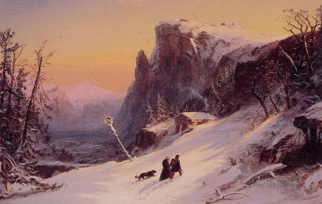 スイスの冬の風景 ジャスパー フランシス クロプシー マウンテン Oil Paintings